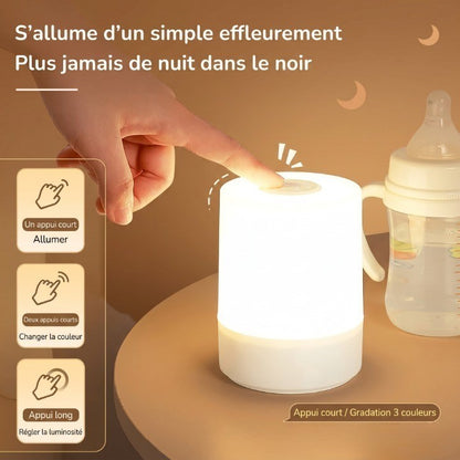 Veilleuse Adulte Tactile LED 360° Cylindrique, Lumière Douce Sans Éblouissement pour Chevet – GlowTouch