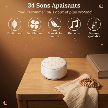 Veilleuse Bébé Machine Bruit Blanc 34 Sons 7 Couleurs Minuterie Rechargeable USB-C — SawtLuna