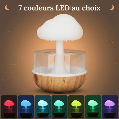 Veilleuse LED humidificateur nuage pluie – 3 niveaux luminosité, aromathérapie & batterie 1500mAh – RainCloud