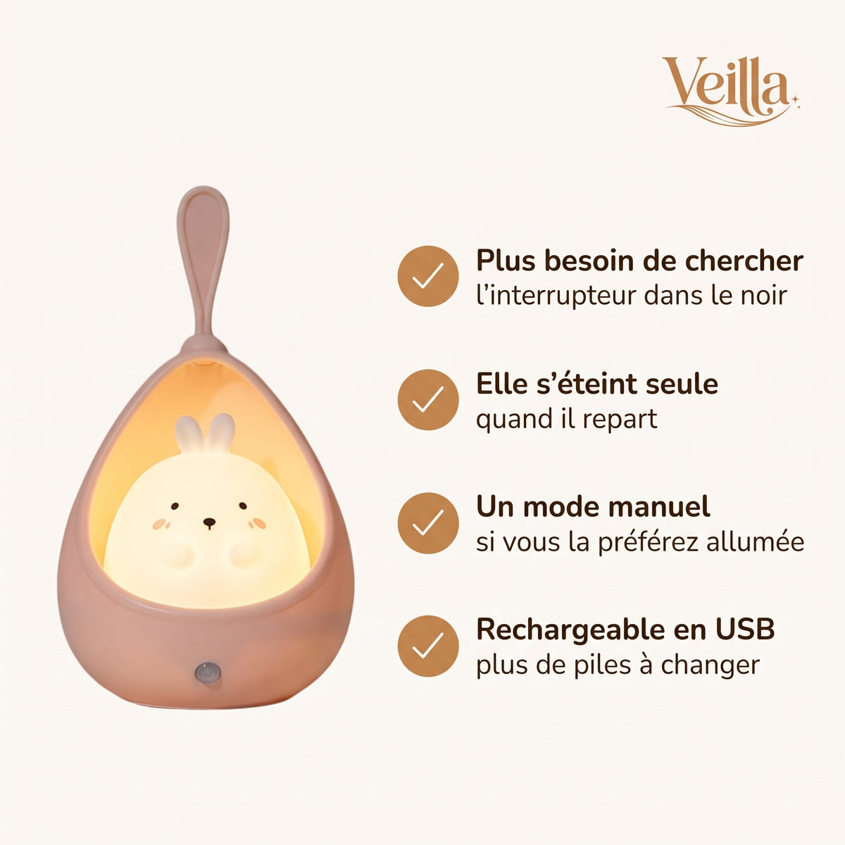 Veilleuse enfant animaux capteur de mouvement rechargeable – CaliNuit