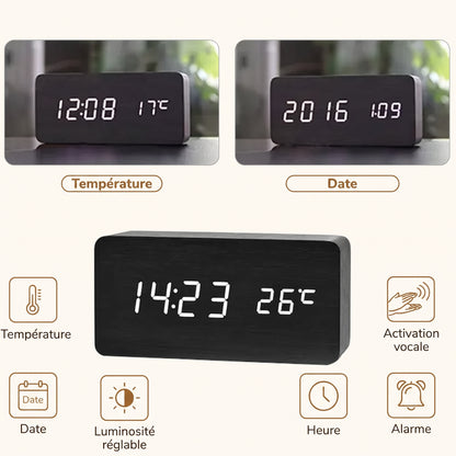 Veilleuse adulte réveil bois LED – ChronoBois