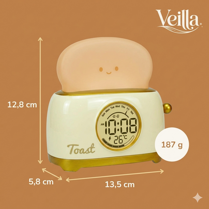Veilleuse Enfant Réveil LED Forme Toast Kawaii, Affichage Température et Heure, Snooze – ToastiDoux
