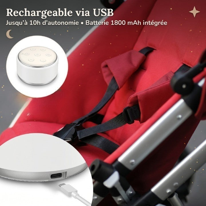 Veilleuse Bébé Machine Bruit Blanc 34 Sons 7 Couleurs Minuterie Rechargeable USB-C — SawtLuna