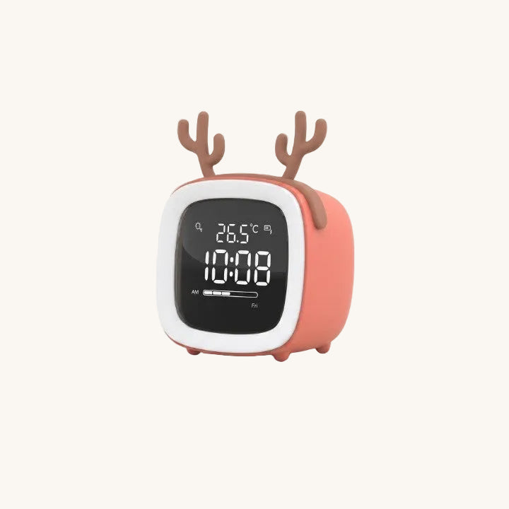 Veilleuse enfant rechargeable réveil renne thermomètre – Luminosité réglable & minuterie – PetitRenne