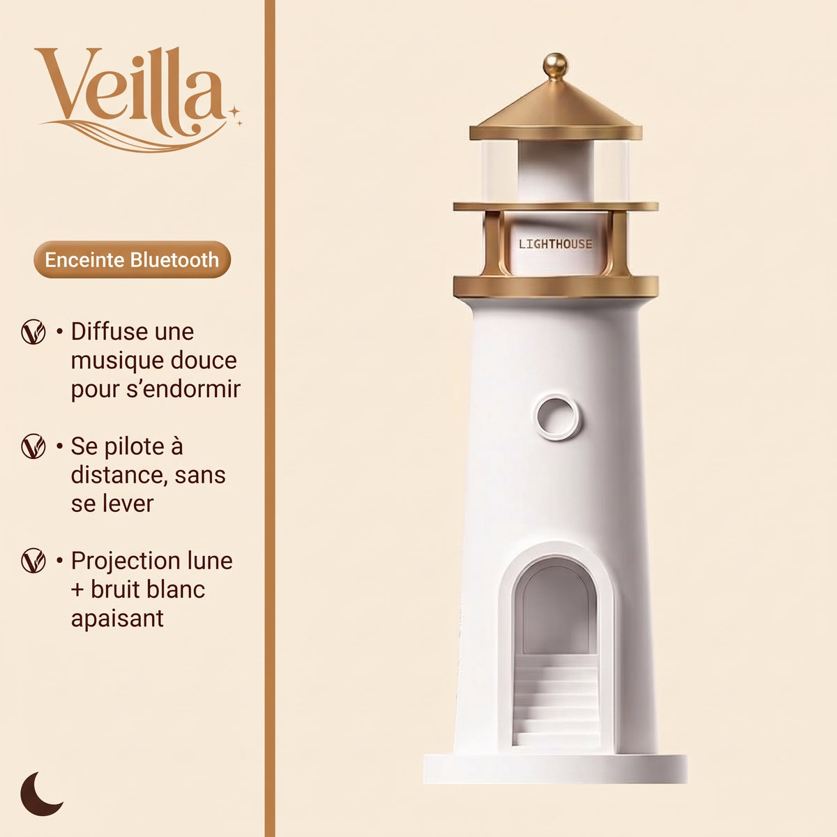 Veilleuse LED Phare Projecteur Lune Bruit Blanc — FanarLune