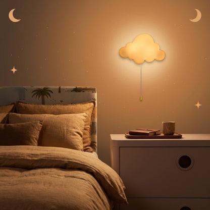 Veilleuse bébé nuage mural suspendu – Lumière chaude & design féerique chambre – NuageFlottant