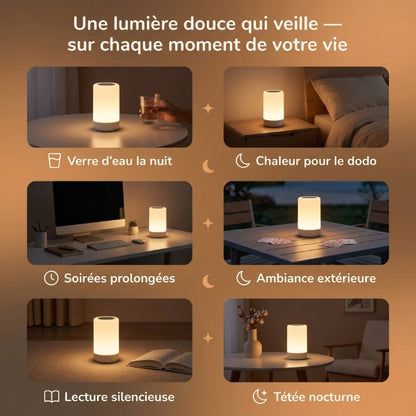 Veilleuse Adulte Tactile LED 360° Cylindrique, Lumière Douce Sans Éblouissement pour Chevet – GlowTouch