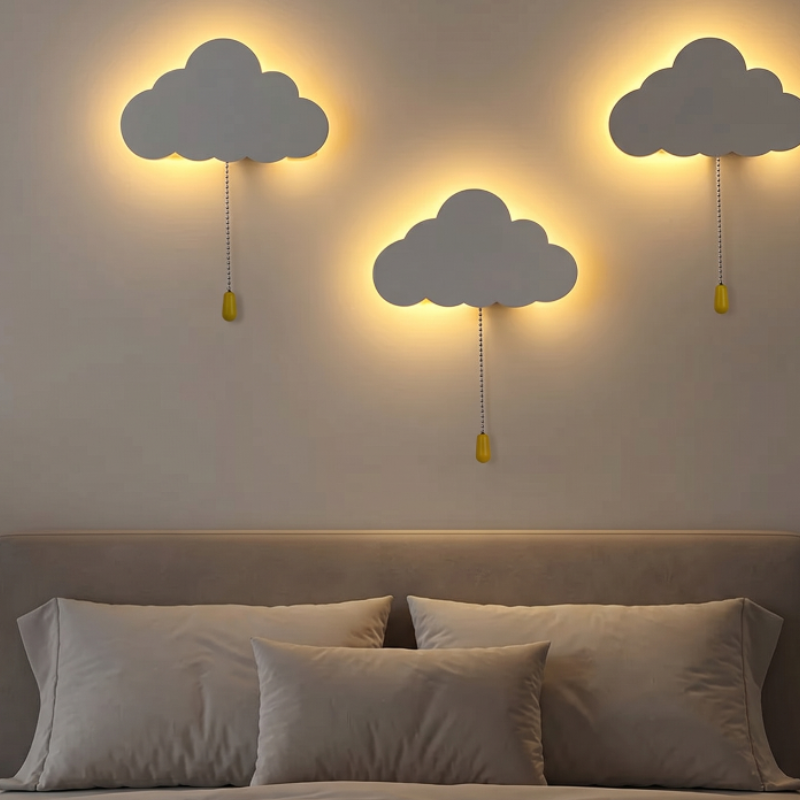 Veilleuse bébé nuage mural suspendu – Lumière chaude & design féerique chambre – NuageFlottant