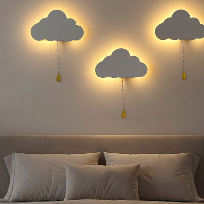 Veilleuse bébé nuage mural suspendu – Lumière chaude & design féerique chambre – NuageFlottant