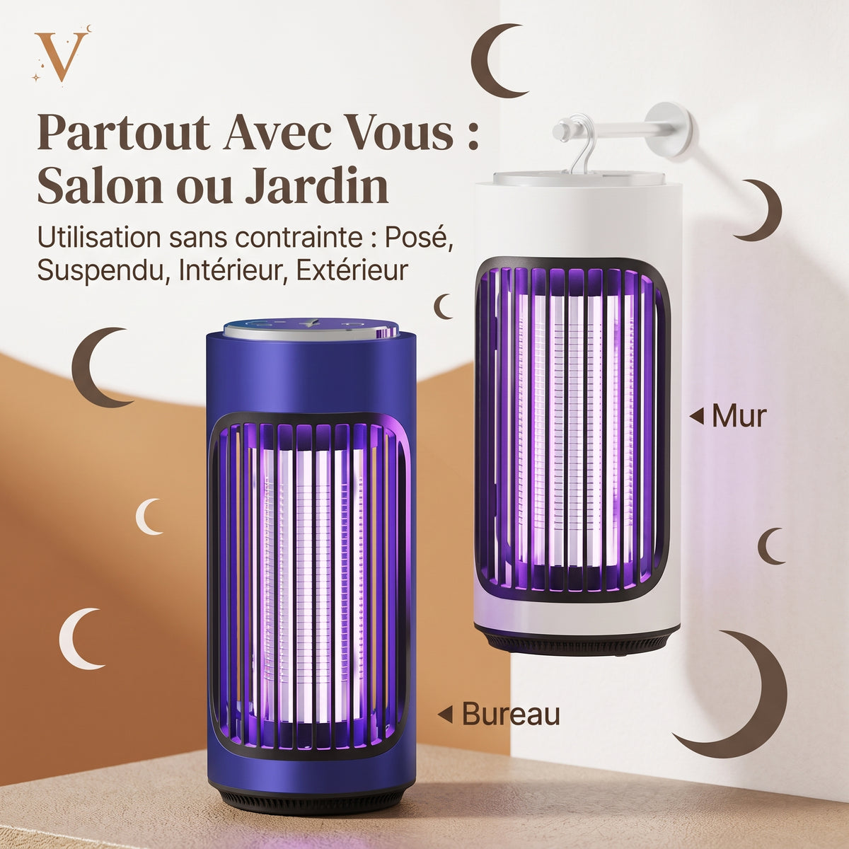 Veilleuse Anti-Moustique UV Rechargeable USB – Piège Silencieux 360° & Éclairage Doux – BugNight