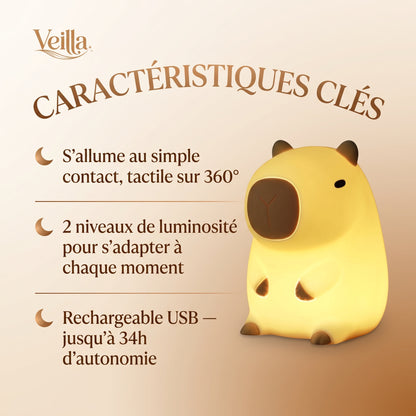 Veilleuse bébé capybara tactile silicone rechargeable – BoulouCapy
