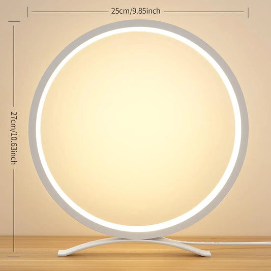 Veilleuse adulte LED cercle minimaliste – Luminosité réglable, design anneau métal 25cm – HaloSoft