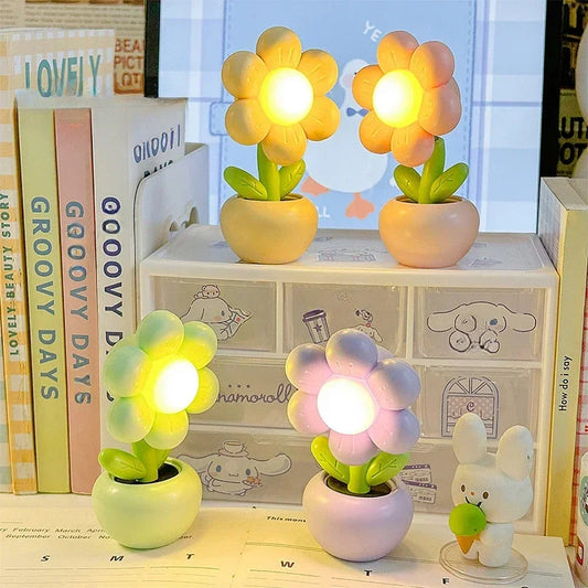 Veilleuse bébé fleur en pot tactile – Lumière chaude & ambiance féerique – FleurEveil