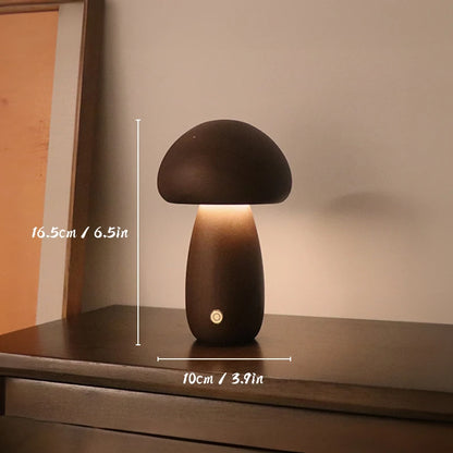 Veilleuse Enfant Champignon Bois Tactile Dimmable Rechargeable USB — LumièreForêt