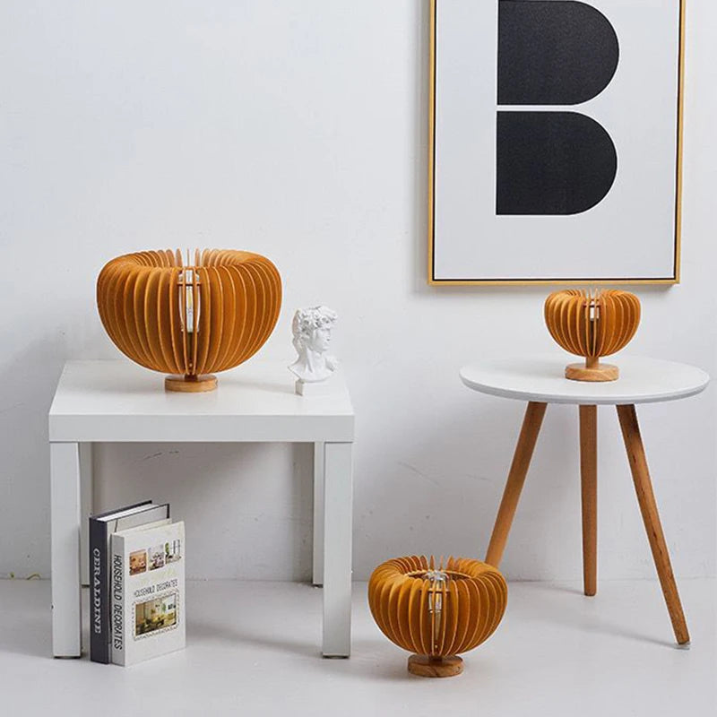 Veilleuse adulte lampe pliante plissée en bois – PliLumière