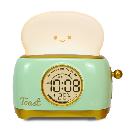 Veilleuse Enfant Réveil LED Forme Toast Kawaii, Affichage Température et Heure, Snooze – ToastiDoux