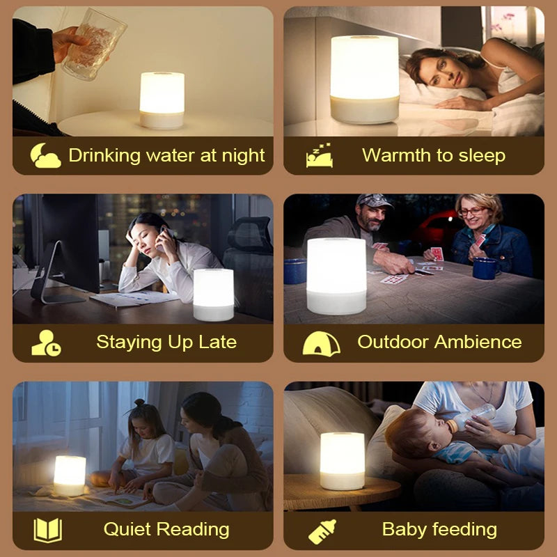 Veilleuse Adulte Tactile LED 360° Cylindrique, Lumière Douce Sans Éblouissement pour Chevet – GlowTouch