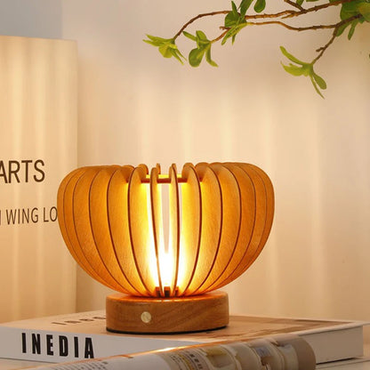 Veilleuse adulte lampe pliante plissée en bois – PliLumière