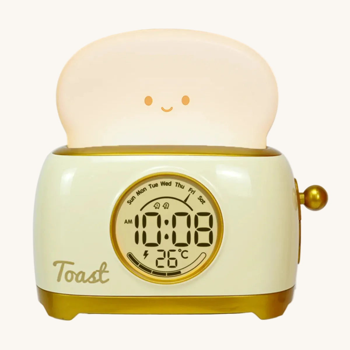Veilleuse Enfant Réveil LED Forme Toast Kawaii, Affichage Température et Heure, Snooze – ToastiDoux