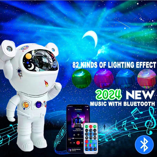 Veilleuse astronaute projecteur LED galaxie – 82 effets, rotation 360°, Bluetooth & télécommande – CosmoBear