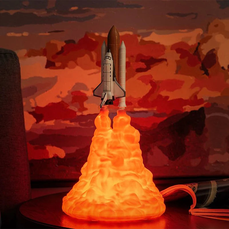 Veilleuse Astronaute Projecteur Navette Spatiale LED – Impression 3D Rechargeable USB – SpaceLaunch