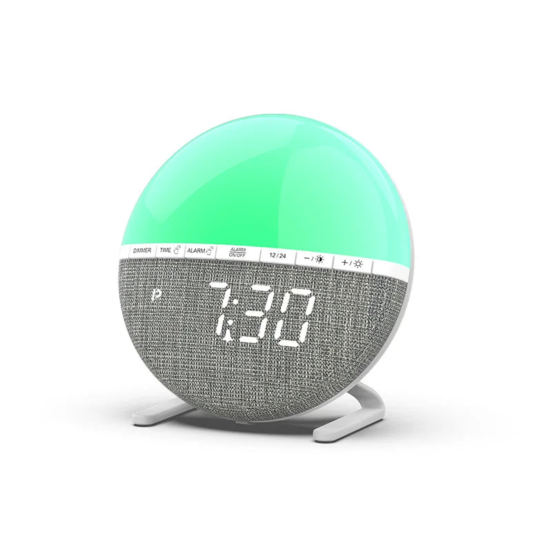 Veilleuse adulte réveil simulateur lever soleil – 7 sons naturels, 9 couleurs & minuterie 120min – SoleilDoux