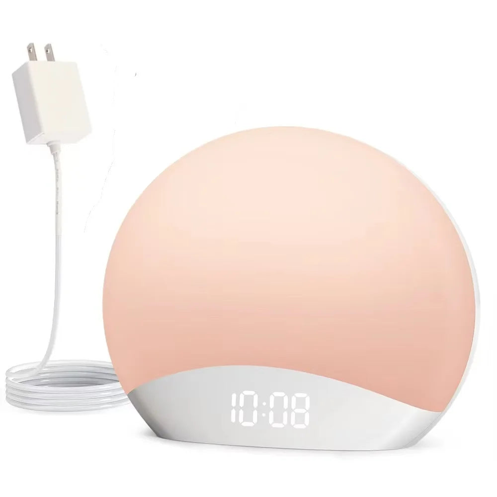 Veilleuse enfant réveil simulateur lever soleil – 26 sons apaisants & 8 couleurs douces – BoisLune