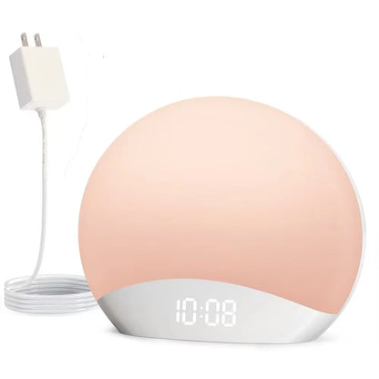 Veilleuse enfant réveil simulateur lever soleil – 26 sons apaisants & 8 couleurs douces – BoisLune