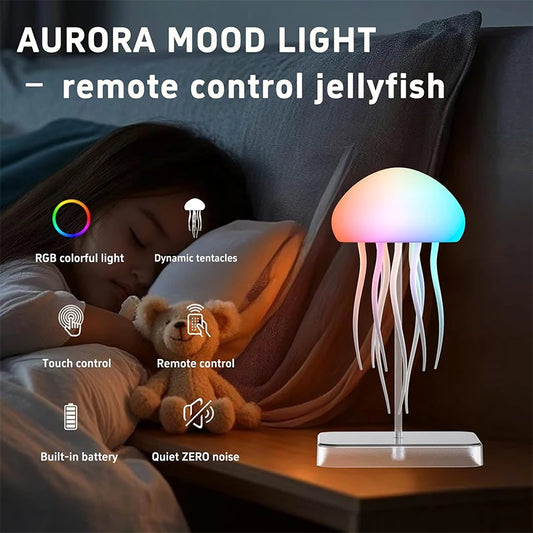 Veilleuse bébé méduse RGB télécommande rechargeable – 9 tentacules & dégradé de couleurs – MéduseDream