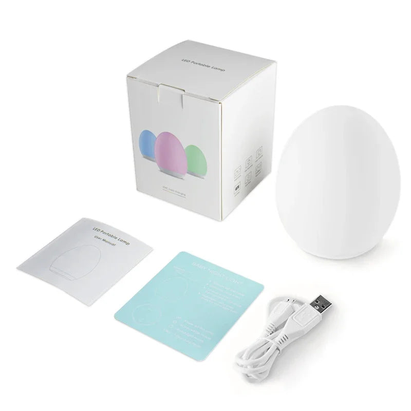 Veilleuse Bébé LED 7 Couleurs Tactile Dimmable Rechargeable USB Télécommande — LunaŒuf