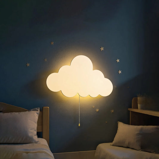 Veilleuse bébé nuage mural suspendu – Lumière chaude & design féerique chambre – NuageFlottant