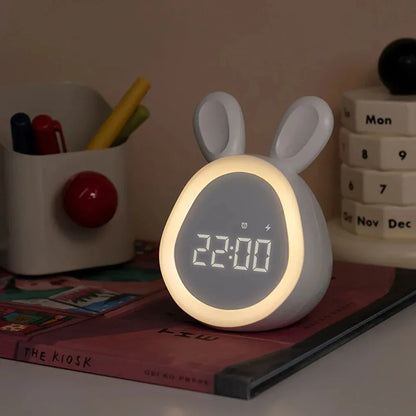 Veilleuse enfant rechargeable réveil lapin – Affichage digital & activation vocale – LapinLune