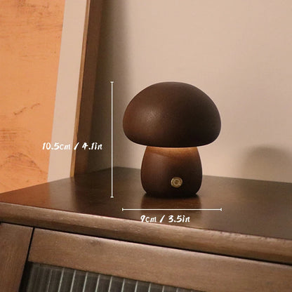 Veilleuse Enfant Champignon Bois Tactile Dimmable Rechargeable USB — LumièreForêt