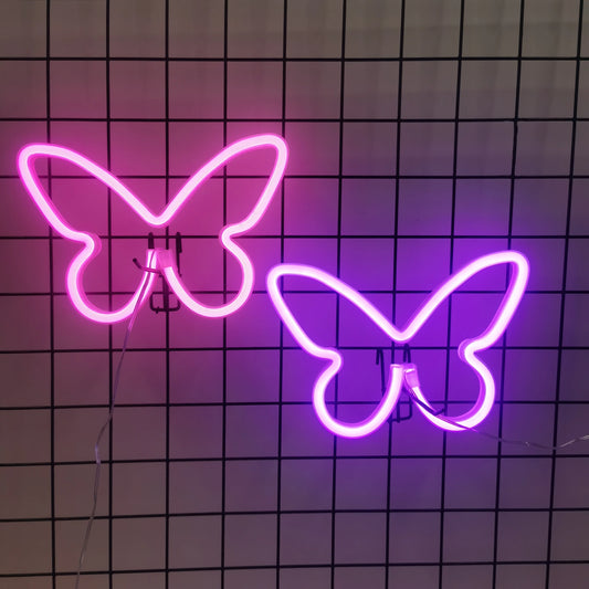 Veilleuse LED néon papillon USB & piles – Décoration murale & lumière douce colorée – PapillonNéon