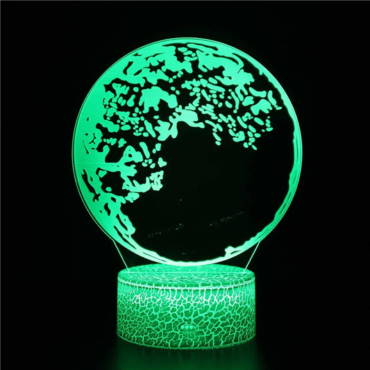 Veilleuse coranique planète terre acrylique – 16 ou 7 couleurs & télécommande – QamarWorld
