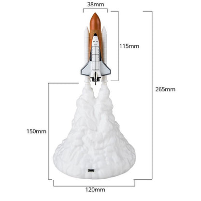 Veilleuse Astronaute Projecteur Navette Spatiale LED – Impression 3D Rechargeable USB – SpaceLaunch