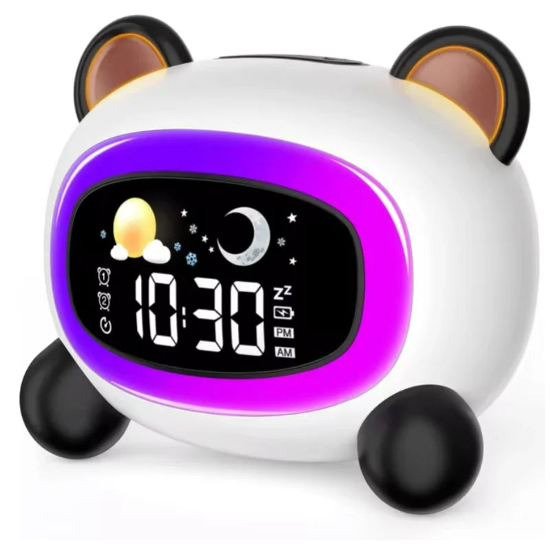 Veilleuse enfant Réveil Apprentissage Sommeil Enfant – Alarme Douce, 7 Sons & Veilleuse Colorée – PetitOurs