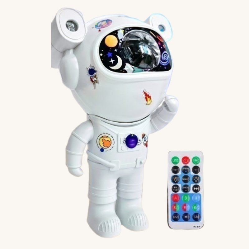 Veilleuse astronaute projecteur LED galaxie – 82 effets, rotation 360°, Bluetooth & télécommande – CosmoBear