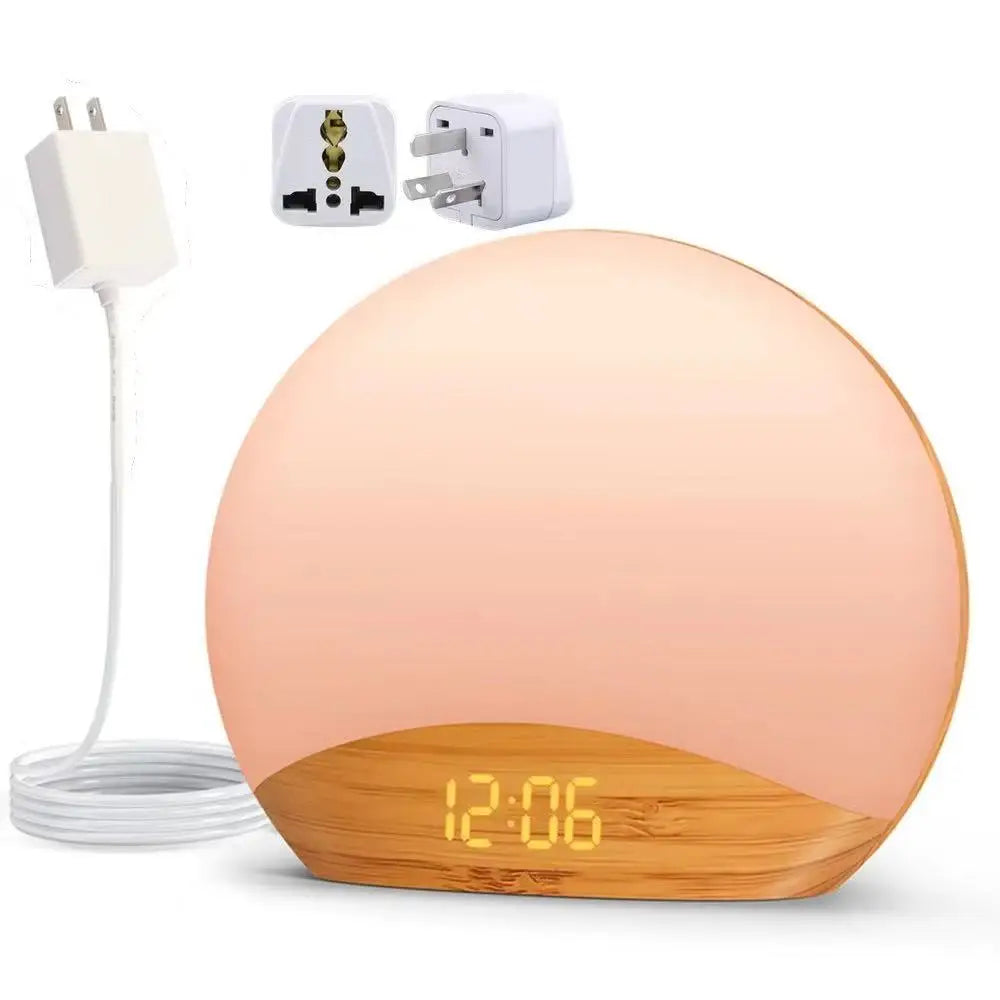 Veilleuse enfant réveil simulateur lever soleil – 26 sons apaisants & 8 couleurs douces – BoisLune