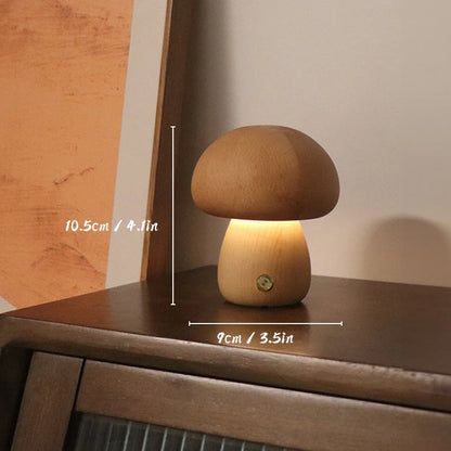 Veilleuse Enfant Champignon Bois Tactile Dimmable Rechargeable USB — LumièreForêt