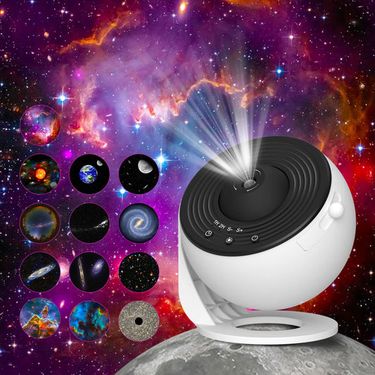 Veilleuse projecteur planétarium 12 en 1 – Galaxies HD, rotation 360° & 12 films cosmiques – GalaxyDome