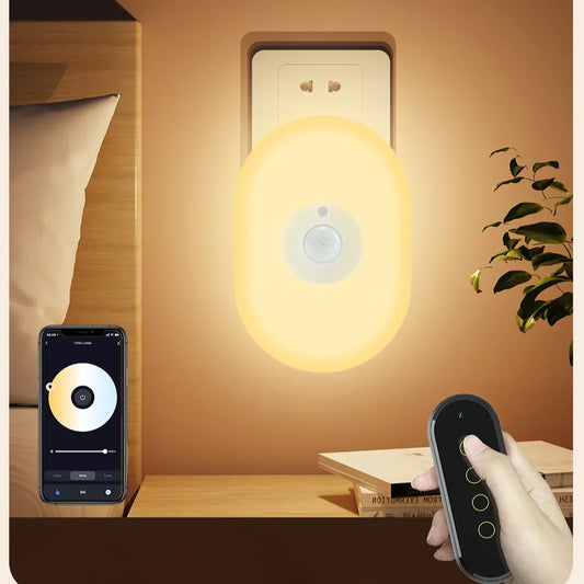 Veilleuse prise LED connectée WiFi – Détecteur de mouvement, RGB & contrôle vocal Alexa – LunaLink
