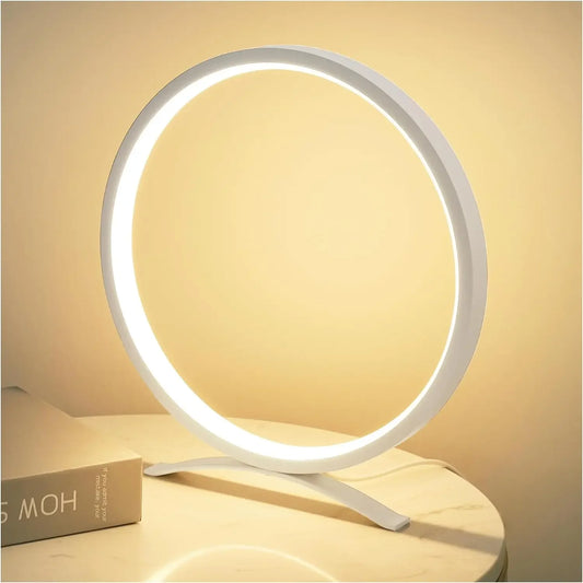 Veilleuse adulte LED cercle minimaliste – Luminosité réglable, design anneau métal 25cm – HaloSoft