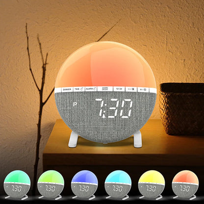 Veilleuse adulte réveil simulateur lever soleil – 7 sons naturels, 9 couleurs & minuterie 120min – SoleilDoux