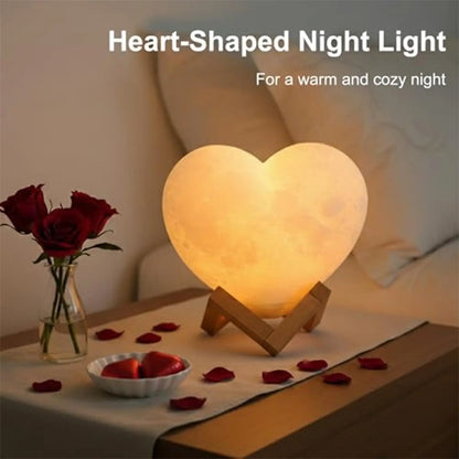 Veilleuse bébé cœur rechargeable – 16 couleurs, télécommande & socle bois – CœurLumière