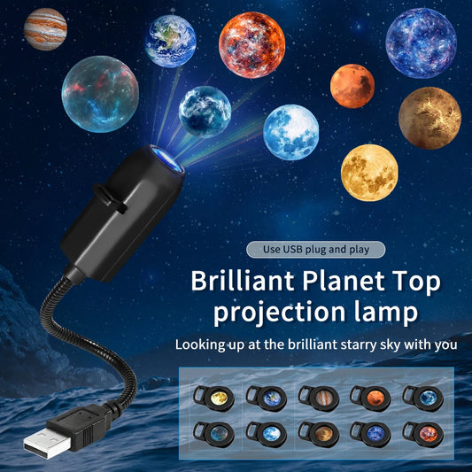 Veilleuse bébé projecteur planètes USB – 10 planètes & projection plafond – PlanèteDream